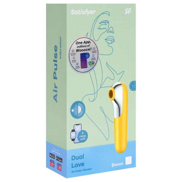 Satisfyer Dual love - Estimulador clitoriano e vibrador em silicone com 11 modos de sucção e vibração | cor: amarelo - Imagem 7