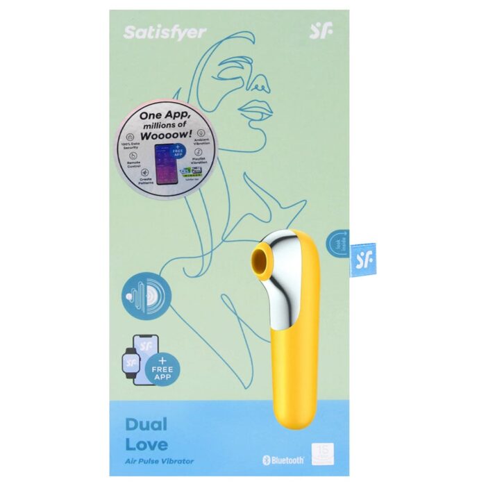 Satisfyer Dual love - Estimulador clitoriano e vibrador em silicone com 11 modos de sucção e vibração | cor: amarelo - Imagem 6