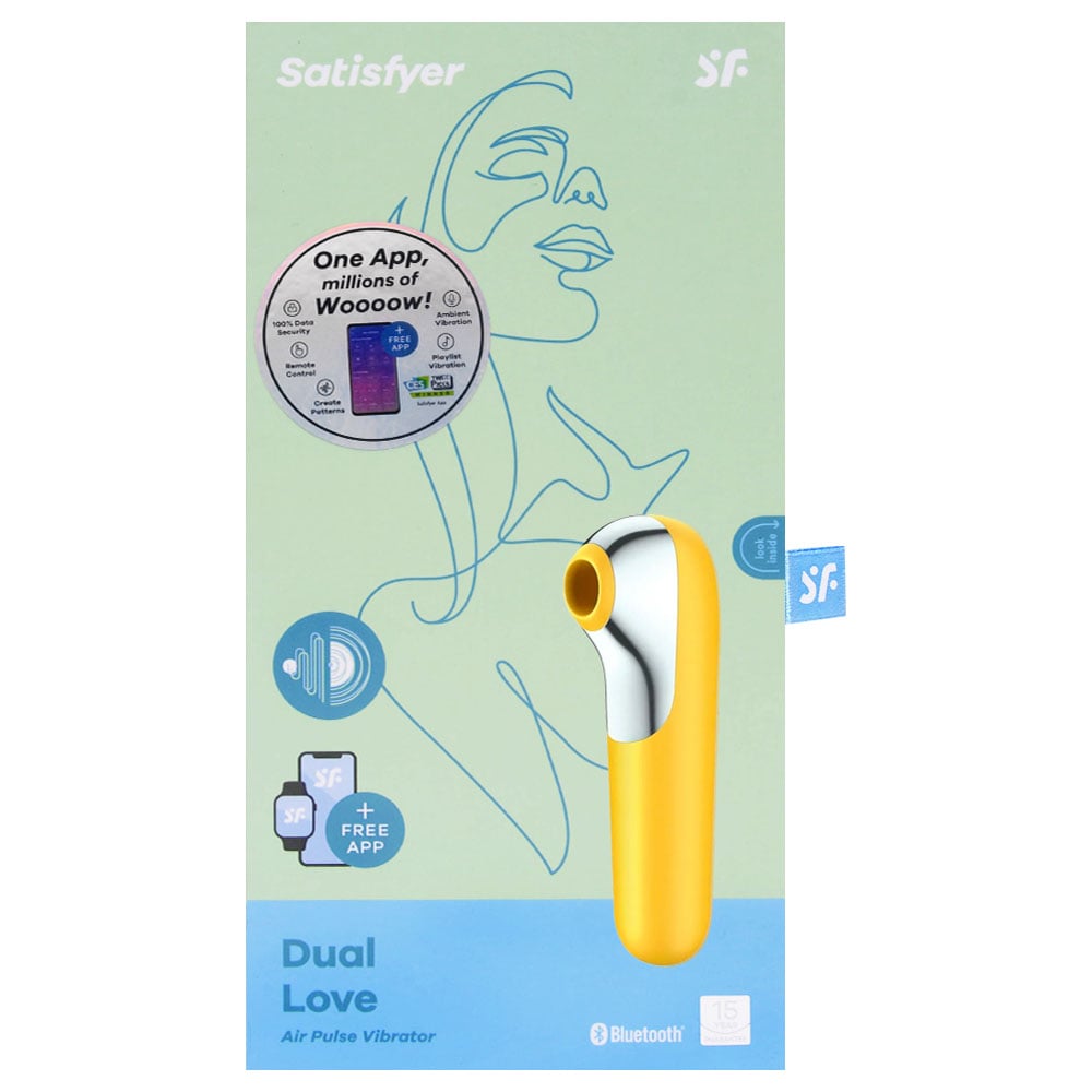 Satisfyer Dual love - Estimulador clitoriano e vibrador em silicone com 11 modos de sucção e vibração | cor: amarelo - Imagem 6