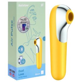 Satisfyer Dual love - Estimulador clitoriano e vibrador em silicone com 11 modos de sucção e vibração | cor: amarelo