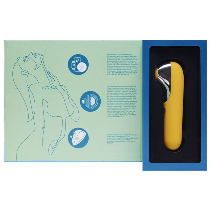 Satisfyer Dual love - Estimulador clitoriano e vibrador em silicone com 11 modos de sucção e vibração | cor: amarelo - Imagem 5