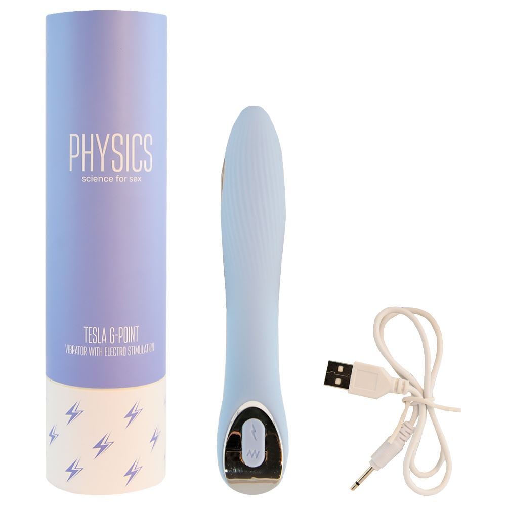 Vibrador Recarregável Tesla G com Estímulo Elétrico - Azul Physics