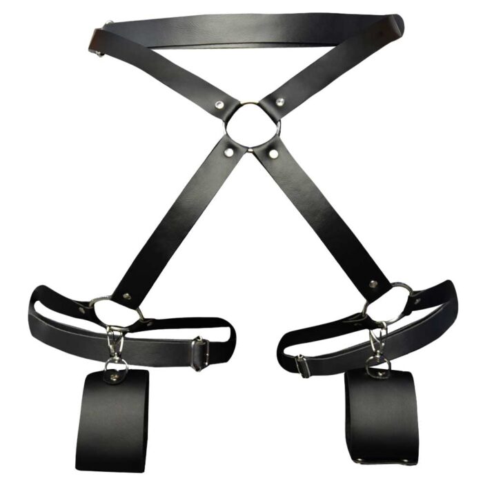Harness em Couro Sintético Com Braceletes E Detalhes Com Argolas – Sexy Fantasy - Imagem 2