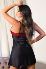 Camisola preta em cetim e renda trabalhada - Imagem 3