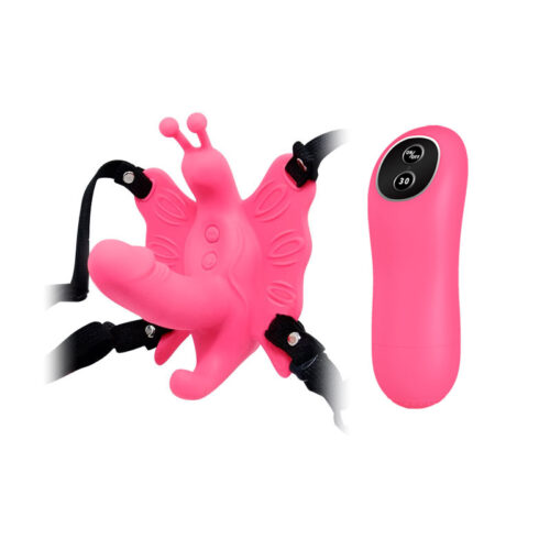 Alternative view of Ultra passionate harness - Cinta ajustável com estimulador clitoriano em forma de borboleta e mini pênis penetrável