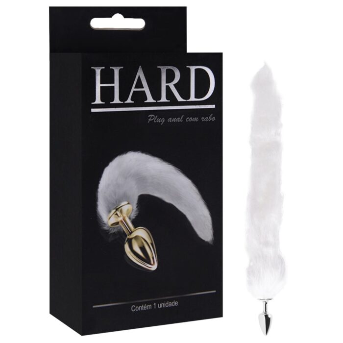 Plug Anal em Metal Cromado com Rabo Longo Branco - Hard - Imagem 7