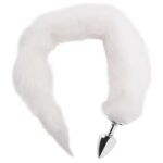 Plug Anal em Metal Cromado com Rabo Longo Branco - Hard - Imagem 2