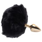 Plug De Metal Dourado Com Rabo Pompom Escuro – Hard - Imagem 3