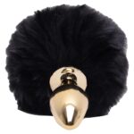 Plug De Metal Dourado Com Rabo Pompom Escuro – Hard - Imagem 2