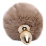 Plug De Metal Dourado Com Rabo Pompom Claro – Hard - Imagem 2
