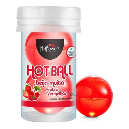 Bolinha Hot Ball Beija Muito Dupla Frutas Vermelhas - Com Óleo de Girassol