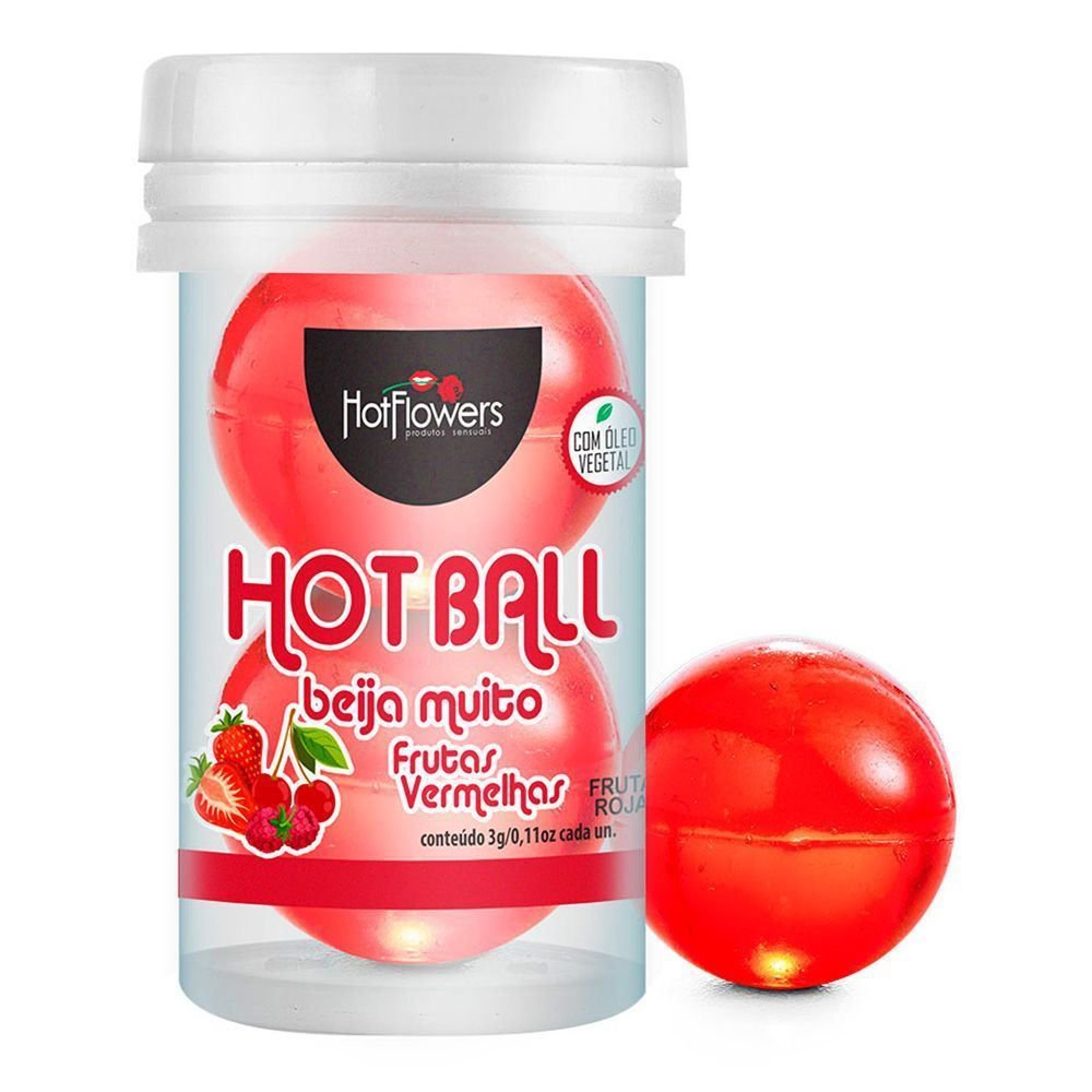 Bolinha Hot Ball Beija Muito Dupla Frutas Vermelhas - Com Óleo de Girassol