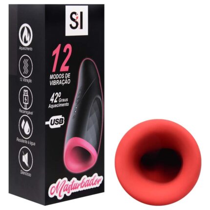 Masturbador masculino formato de lanterna com 12 modos de vibração e aquecimento