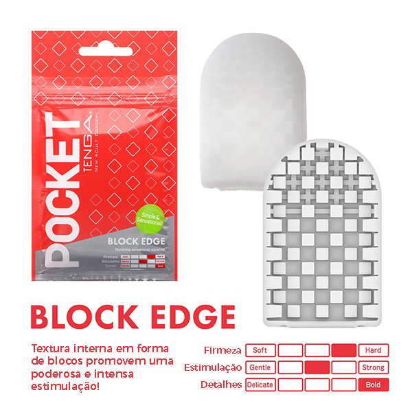 Masturbador masculino descartável com textura em relevo - Tenga pocket block Edge - Imagem 2