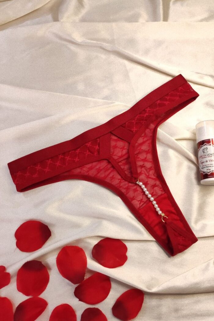 Calcinha deluxe com perola estilo tailandesa toda trabalhado com elástico - Imagem 3