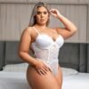 Body feminino branco plus size sofisticado sensual com bojo