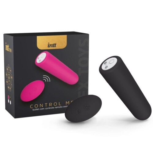 Intt control me - Bullet com controle remoto sem fio, recarregável, possui 9 modos de vibração - 7 x 1,5 cm | cor: preto