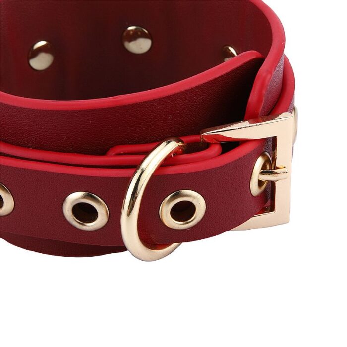 kit Thierry Bolsa de Bondage com algemas e coleira com corrente na cor vinho - Imagem 9