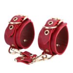 kit Thierry Bolsa de Bondage com algemas e coleira com corrente na cor vinho - Imagem 2