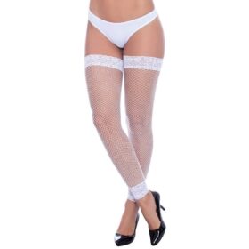 Meia Legging Arrastão branca Perrutextil