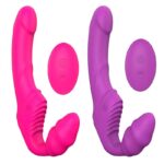 Nana-rct - Strap on recarregável sem cinta, Vibrador de Ponto G Duplo em silicone 9 de vibrações controle remoto sem fio - Imagem 12