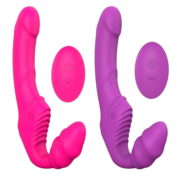 Nana-rct - Strap on recarregável sem cinta, Vibrador de Ponto G Duplo em silicone 9 de vibrações controle remoto sem fio - Imagem 12