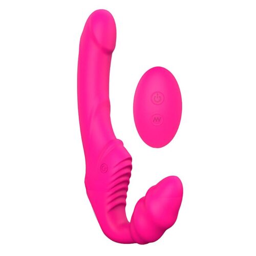 Alternative view of Nana-rct - Strap on recarregável sem cinta, Vibrador de Ponto G Duplo em silicone 9 de vibrações controle remoto sem fio