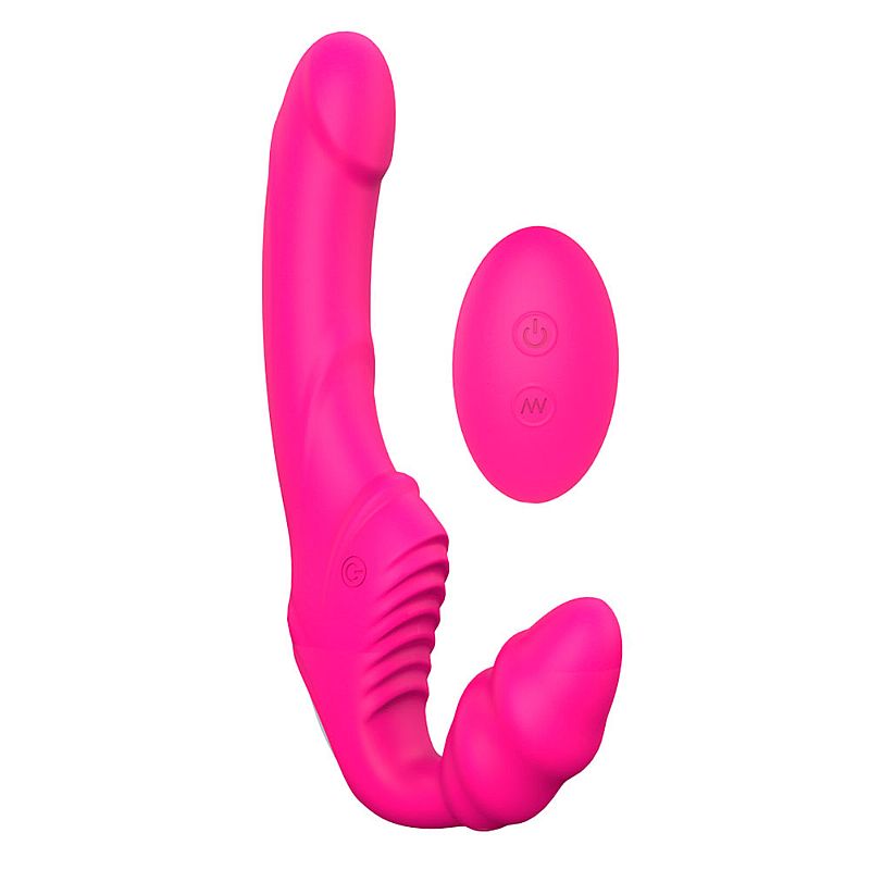 Nana-rct - Strap on recarregável sem cinta, Vibrador de Ponto G Duplo em silicone 9 de vibrações controle remoto sem fio - Imagem 2