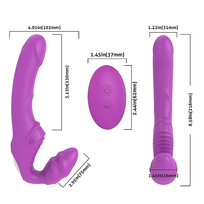 Nana-rct - Strap on recarregável sem cinta, Vibrador de Ponto G Duplo em silicone 9 de vibrações controle remoto sem fio - Imagem 11