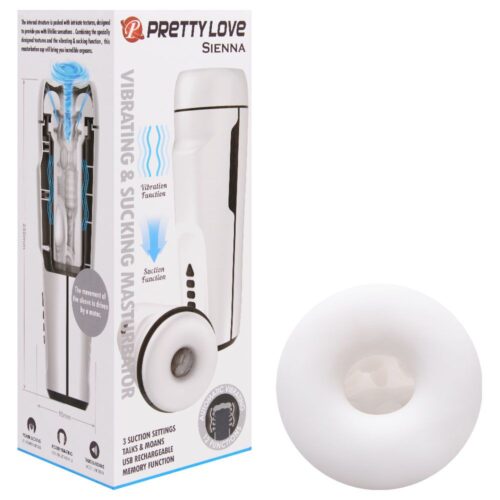 Masturbador em forma de lanterna com 12 modos de vibração 3 tipos de sucção, gemido e função memória Pretty love Sienna