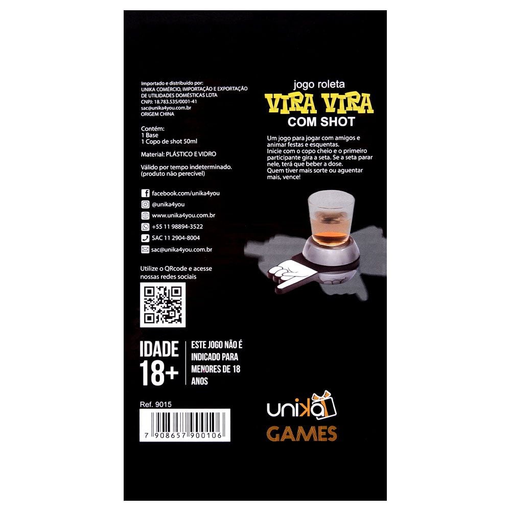 Jogo Roleta De Drinks Vira Vira Mãozinha com Shot - Imagem 5