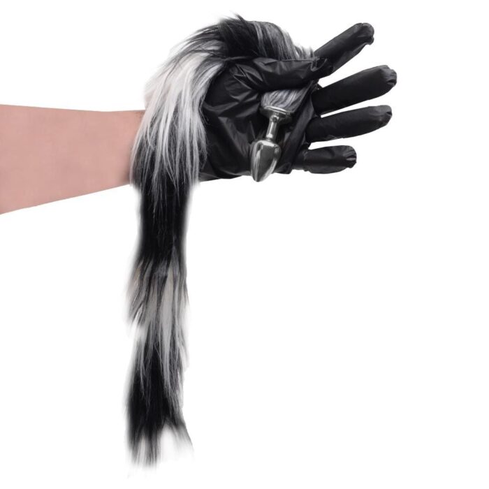 Plug Anal pequeno Metal Cor Cromado Rabo Degradê preto Hard Metal - Imagem 5