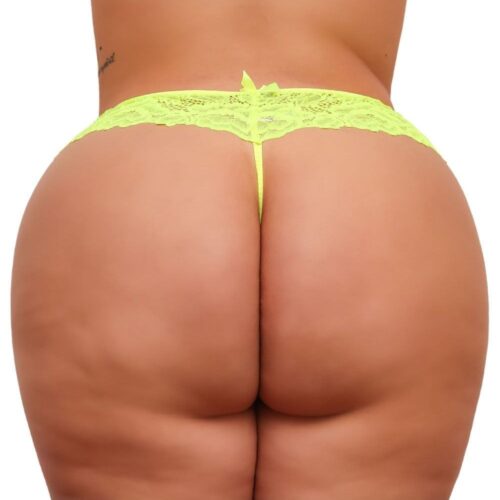 Alternative view of Calcinha Fio Dental Plus Size Tailandesa Amarelo Neon Luz Negra Bilha Escuro Tallyta