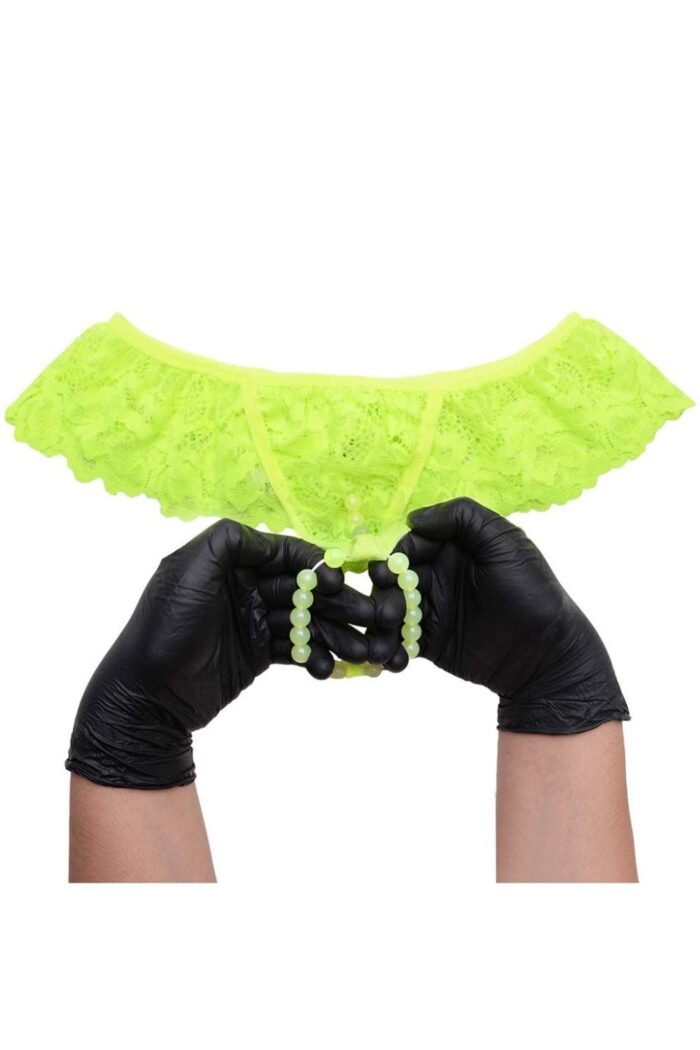 Calcinha Fio Dental Plus Size Tailandesa Amarelo Neon Luz Negra Bilha Escuro Tallyta - Imagem 5