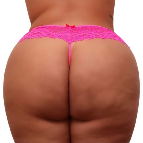 Alternative view of Calcinha Fio Dental Plus Size Tailandesa Rosa Neon Luz Negra Bilha Escuro Tallyta