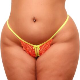 Calcinha Plus size Sexy Secretária laranja Neon