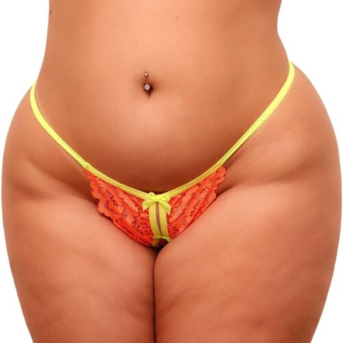 Calcinha Plus size Sexy Secretária laranja Neon