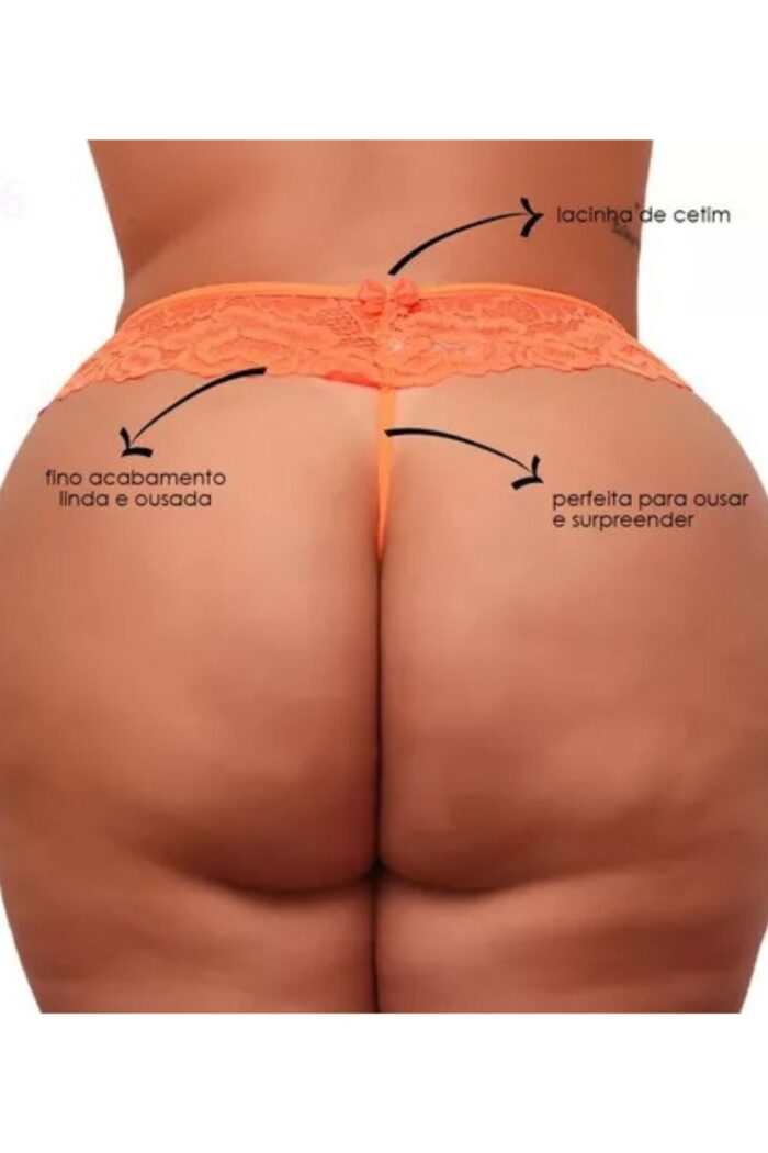 Calcinha Plus Size Laranja Neon Tailandesa Master - Imagem 2