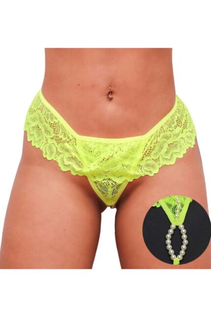 Calcinha tailandesa amarelo master cós em renda