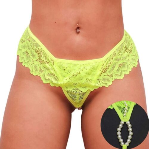 Calcinha tailandesa amarelo master cós em renda