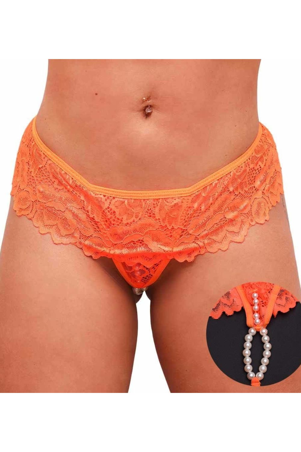 Calcinha tailandesa Laranja master cós em renda