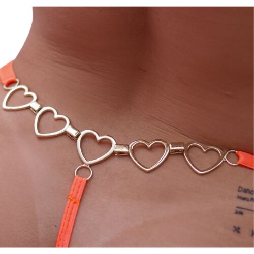 Alternative view of Calcinha fio Dental em Renda Laranja neon Cinco Corações