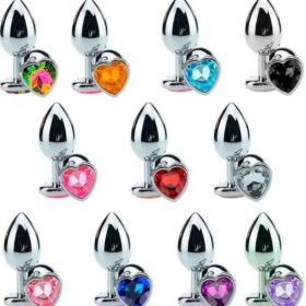 Plug anal pequeno cônico com cristal formato coração