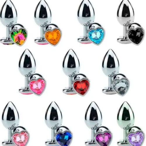 Plug anal pequeno cônico com cristal formato coração