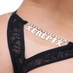 Calcinha Fio Dental Gis Preta com Palavras Strass Tallyta - Imagem 8