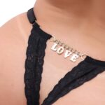 Calcinha Fio Dental Gis Preta com Palavras Strass Tallyta - Imagem 10