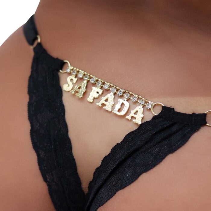 Calcinha Fio Dental Gis Preta com Palavras Strass Tallyta - Imagem 15