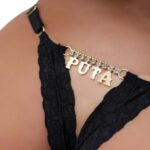 Calcinha Fio Dental Gis Preta com Palavras Strass Tallyta - Imagem 16