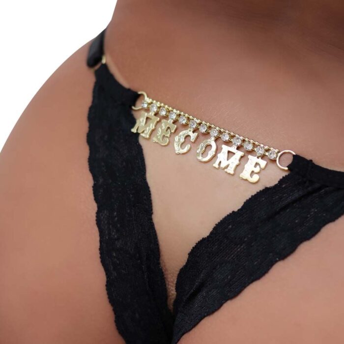 Calcinha Fio Dental Gis Preta com Palavras Strass Tallyta - Imagem 19