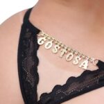 Calcinha Fio Dental Gis Preta com Palavras Strass Tallyta - Imagem 23